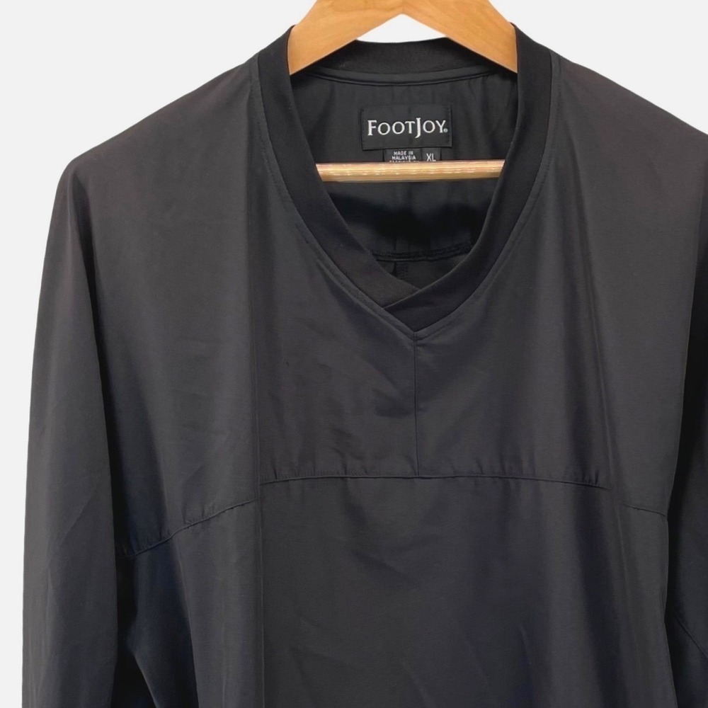 FootJoy Pullover Mens XL Black Golf Windbreaker V Neck Long Sleeve Lightweight